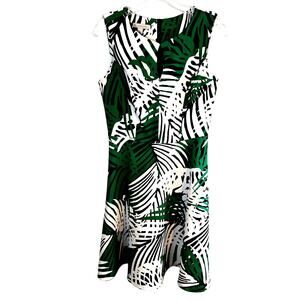 Established Women's Dress 6 Green White Sleeveless Short Misses Size Small S